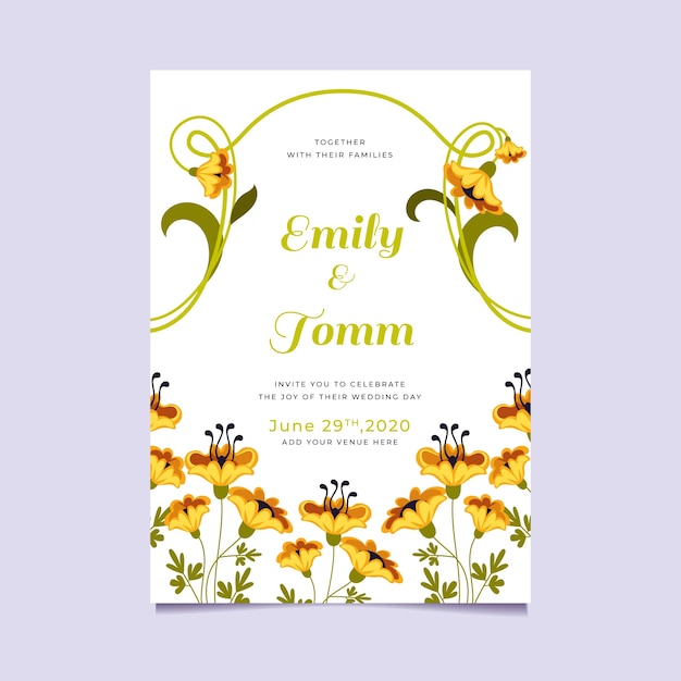 Free Vector floral wedding invitation theme