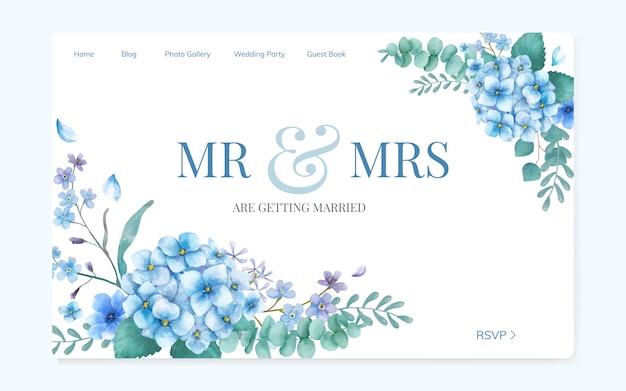 Floral wedding invitation website design