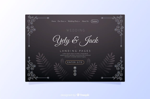 Floral wedding landing page template