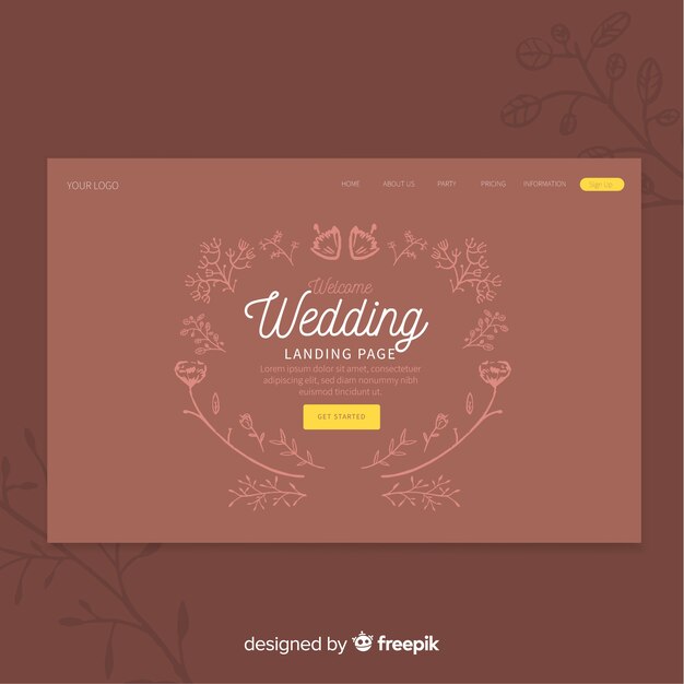 Floral wedding landing page template