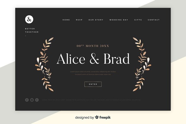 Floral wedding landing page template