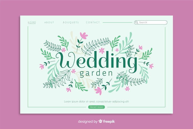 Free Vector floral wedding landing page template