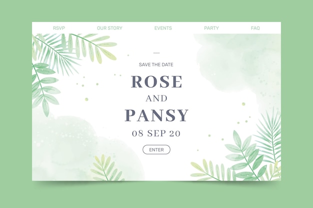 Floral wedding landing page template