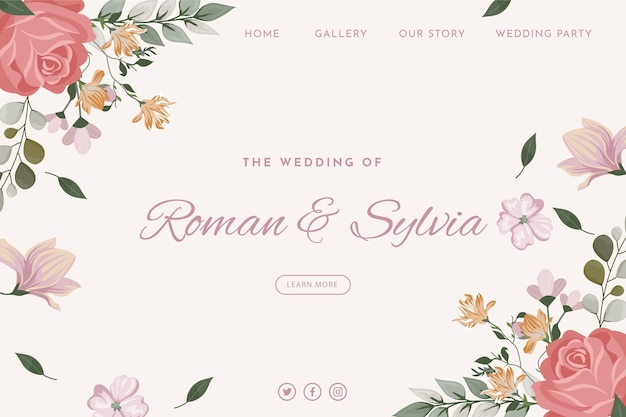 Floral wedding landing page template