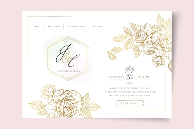 Floral wedding landing page template