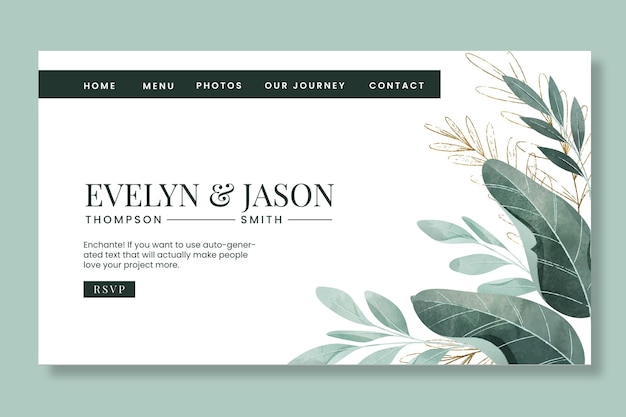 Free Vector floral wedding landing page