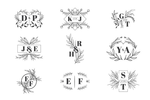 Floral wedding logo collection