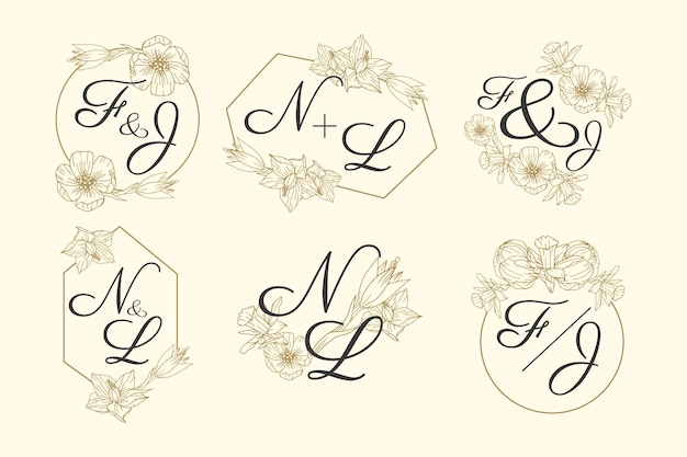 Floral wedding logo collection