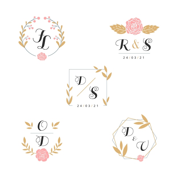 Floral wedding monograms collection