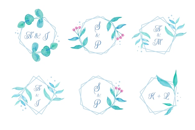 Free Vector floral wedding monograms