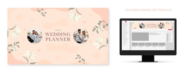 Free Vector floral wedding planner youtube channel art