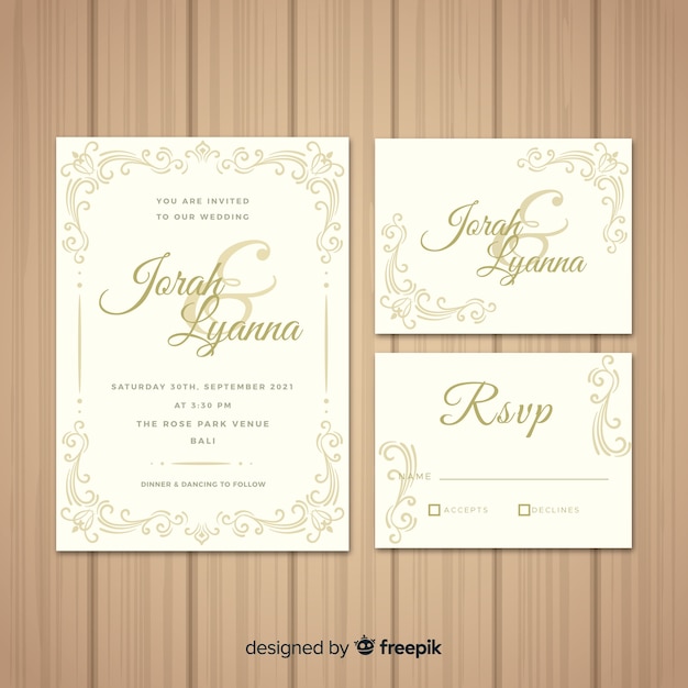 Floral wedding stationary template collection