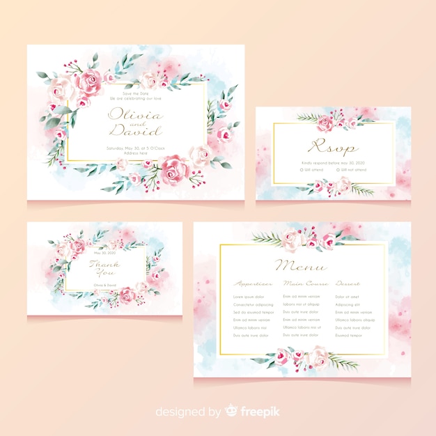 Floral wedding stationery card