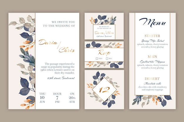 Floral wedding stationery set