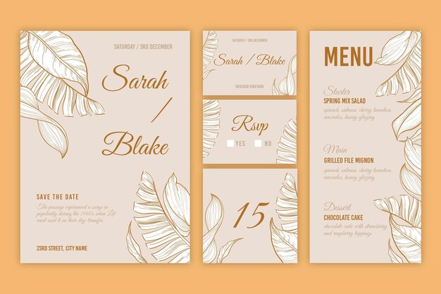 Floral wedding stationery set