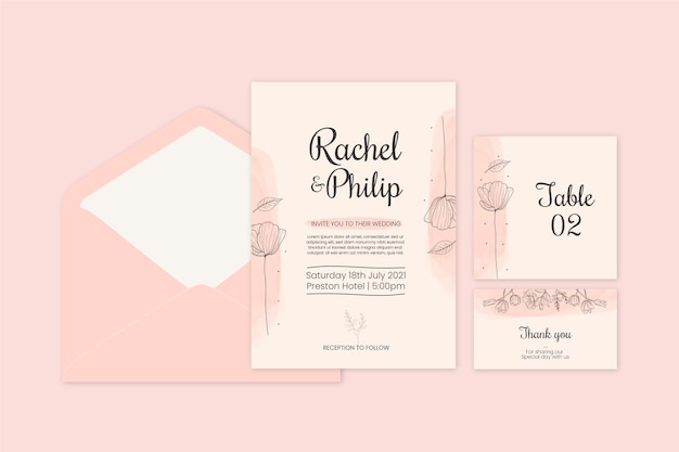 Floral wedding stationery set