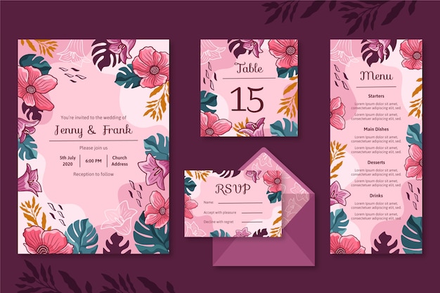 Floral wedding stationery set