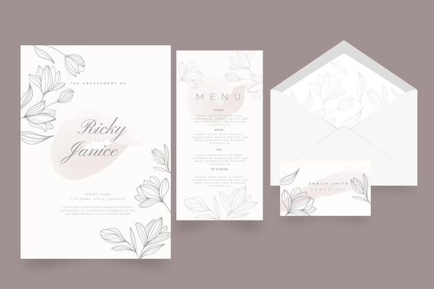 Floral wedding stationery template