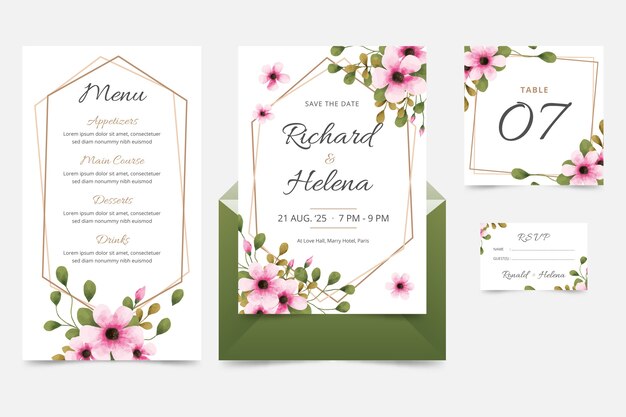 Floral wedding stationery