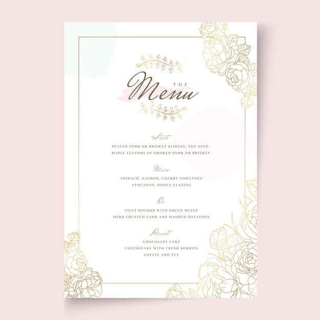 Floral wedding vertical menu template