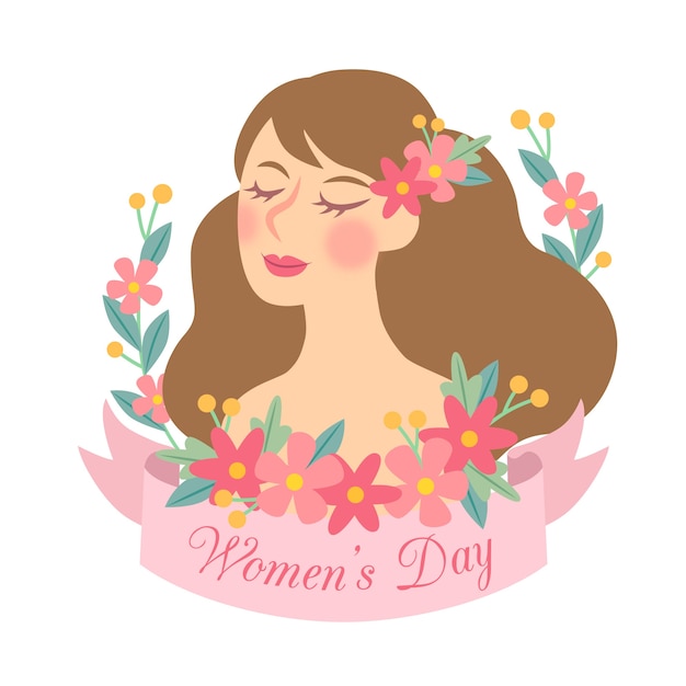 Floral women's day in hand drawn