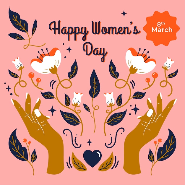 Free Vector floral women's day with hands