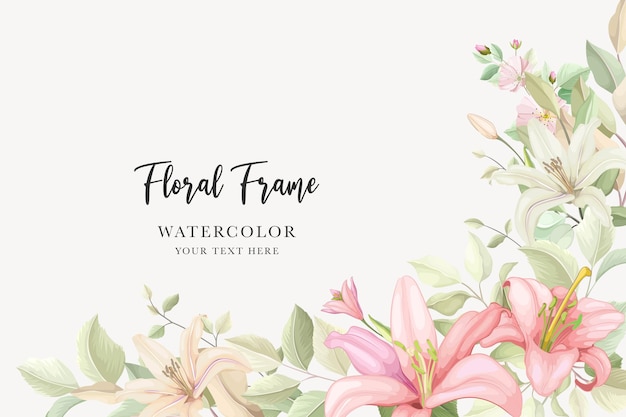 floral wreath and background floral lily design