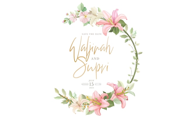 floral wreath and background floral lily design