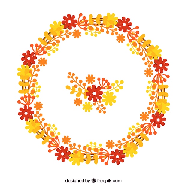 Free Vector floral wreath with autumn leaves