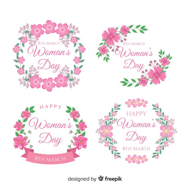 Floral wreath women's day badge collection