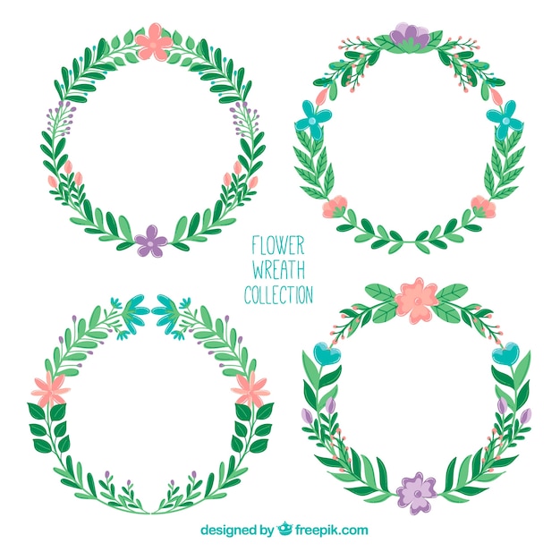 Free Vector floral wreaths with classic style