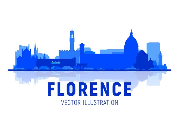 Florence  Italy  city skyline shiluette in white background Vector Illustration Business travel and tourism concept with modern buildings Image for banner or website