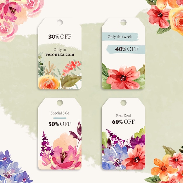 Free Vector florist concept  labels  template