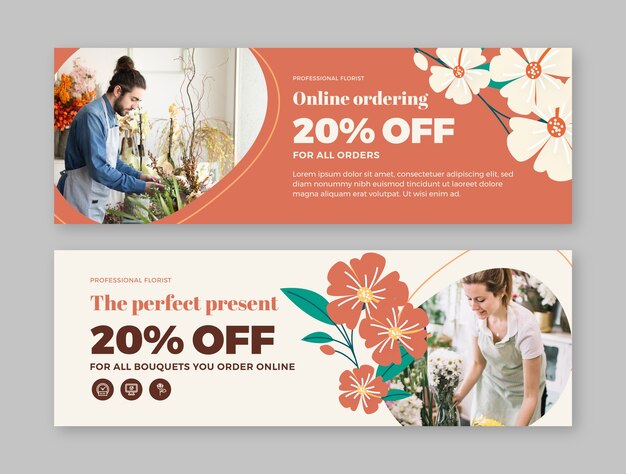 Florist horizontal sale banner template