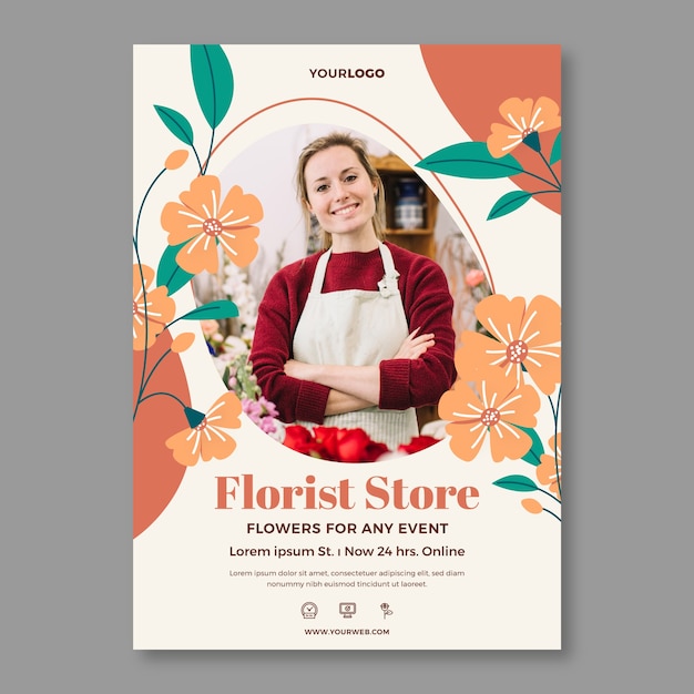 Florist vertical poster template