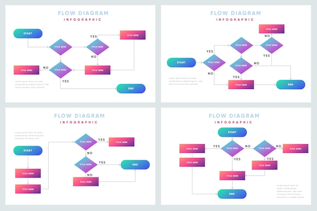 Free Vector flow diagram infographic collection