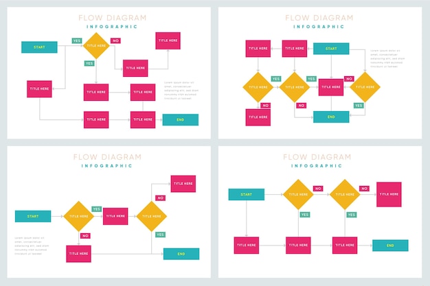 Free Vector flow diagram infographic collection