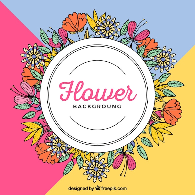 Free vector flower background with round frame concept