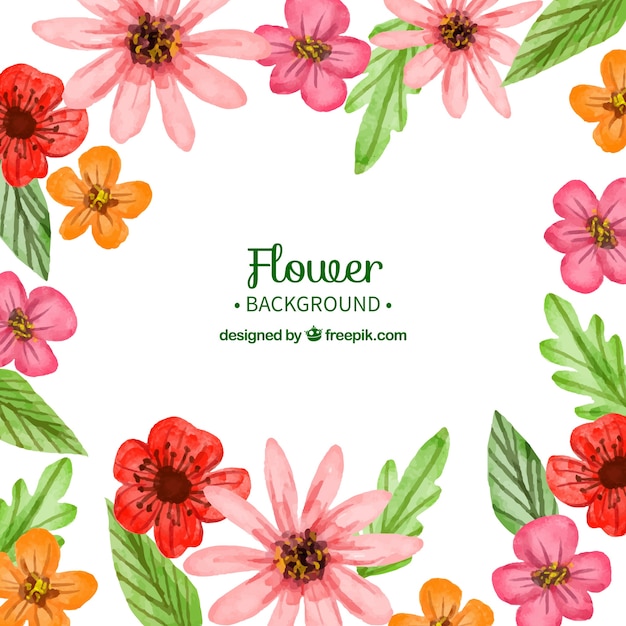 Flower background with watercolor style