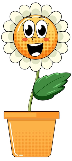 Free Vector a flower cartoon character on white background