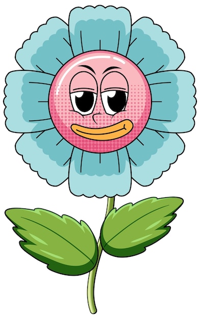 Free vector flower cartoon character on white background