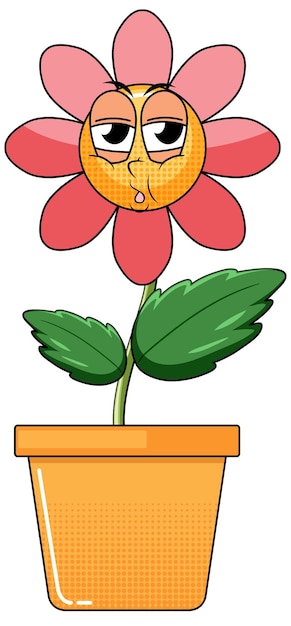 Free Vector a flower cartoon character on white background