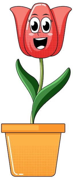 Free Vector a flower cartoon character on white background