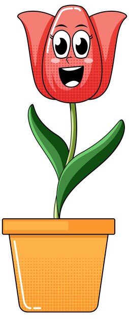 A flower cartoon character on white background