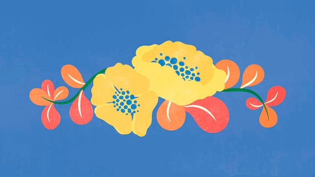 Free vector flower divider, pink flat design sticker vector illustration