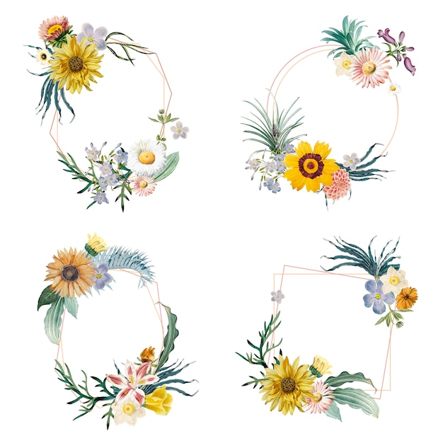 Flower framed badges