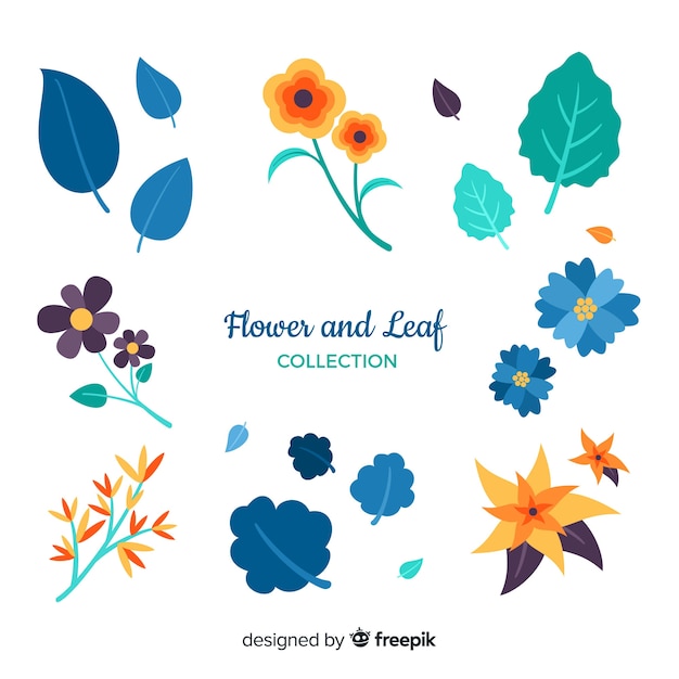 Free vector flower and leaf collection