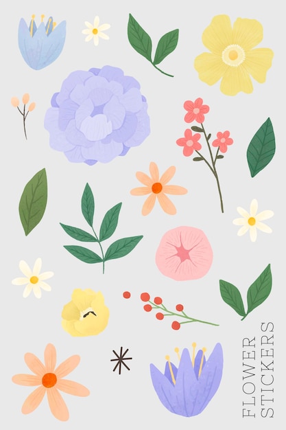 Flower and leaf stickers set