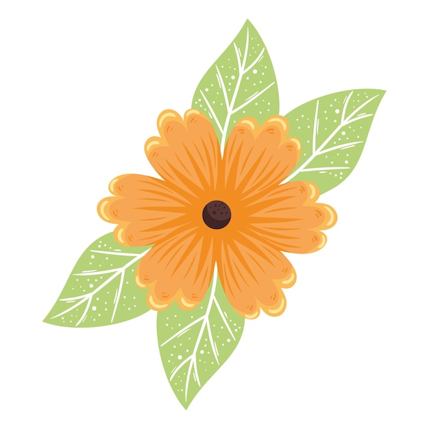 Free Vector flower on leaves icon isolated