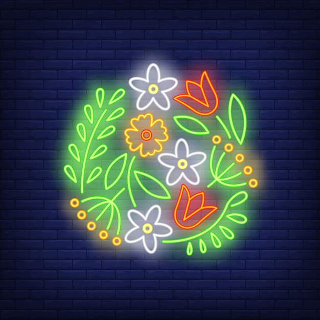 Flower pattern emblem neon sign